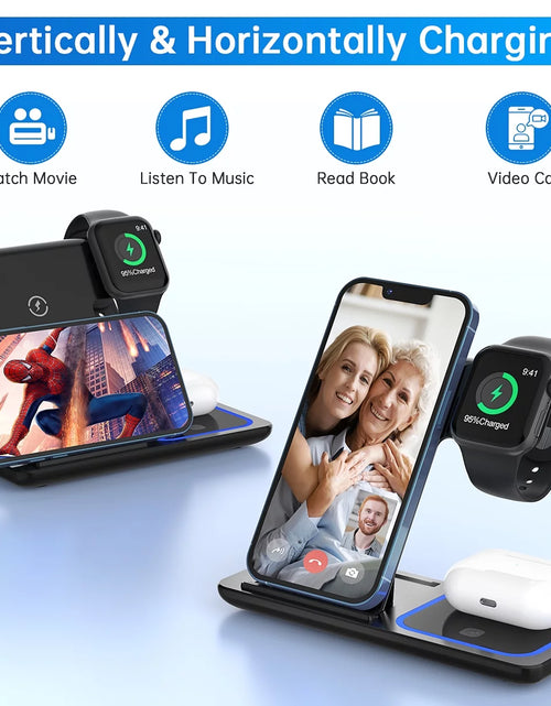 Load image into Gallery viewer, Wireless Charger, 18W Fast Iphone Charging Station Compatible for Iphone 17/16/15/14/13/12/11/Pro Max/Plus, 3 in 1 Wireless Charger Stand for Iwatch SE 11/10/9/8/7/6/5/4, Airpods Pro 2/3/4
