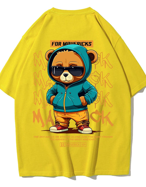 Load image into Gallery viewer, Cotton Fashion Bear Pattern Printed Men'S T Shirt round Neck Loose Tops Breathable Comfortable Casual Oversized Women Clothing
