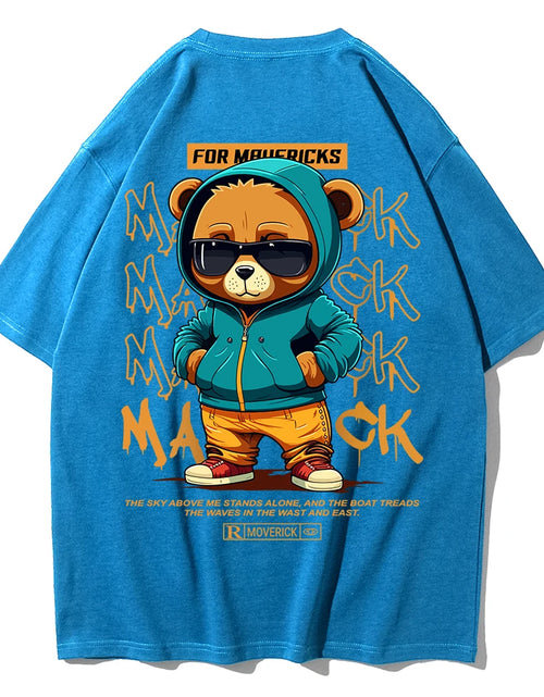 Load image into Gallery viewer, Cotton Fashion Bear Pattern Printed Men'S T Shirt round Neck Loose Tops Breathable Comfortable Casual Oversized Women Clothing
