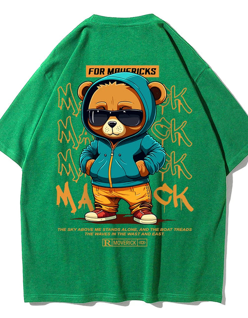 Load image into Gallery viewer, Cotton Fashion Bear Pattern Printed Men'S T Shirt round Neck Loose Tops Breathable Comfortable Casual Oversized Women Clothing
