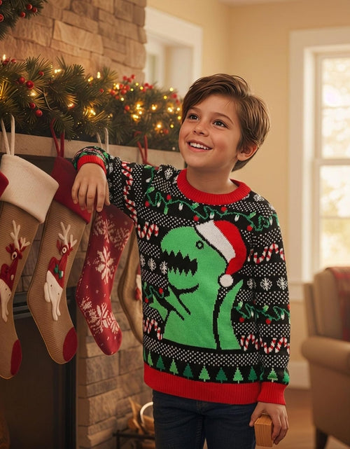 Load image into Gallery viewer, Big Trex Santa Ugly Christmas Sweater for Toddler Boys 2Y - 6Y Funny Xmas Outfit
