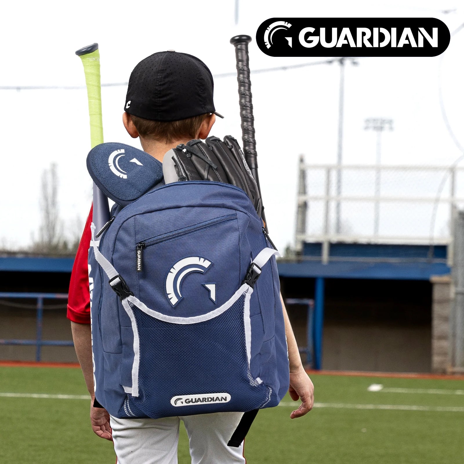 Backpack for Youth, Softball Bag for Girls, Durable Bat Bags Baseball Youth Boys and Girls, Tball Bag – Includes Hook to Hang on Fence - Navy/White