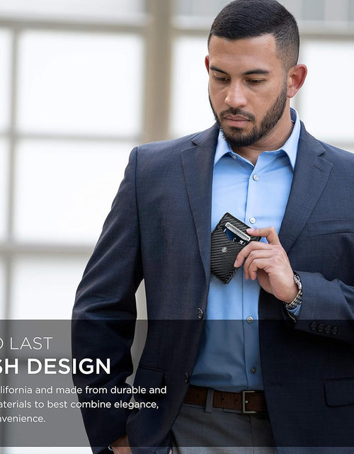 Load image into Gallery viewer, Slim Wallets for Men. Minimalist Bifold Wallet with Money Clip &amp; ID Window. RFID Blocking Credit Card Holder Front Pocket Wallet, Gifts for Men - Husband Father on Birthday Anniversary.
