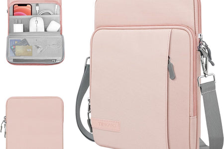 13.3-14 Inch Laptop Sleeve Case Carrying Bag with Pockets for Surface Pro 9/8/X, Macbook Air 2022-2018, Macbook Pro M2 14" /13" M2/M1 Pro/M1 Max 14.2 2023-2021, Galaxy Tab S9+/S8+ 12.4",Pink