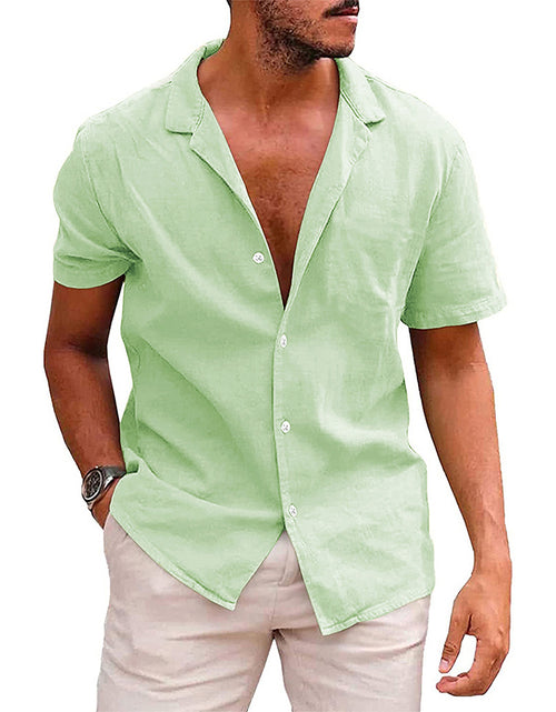 Load image into Gallery viewer, Men'S Tops Casual Button down Shirt Short Sleeve Beach Shirt Summer Mens Clothing
