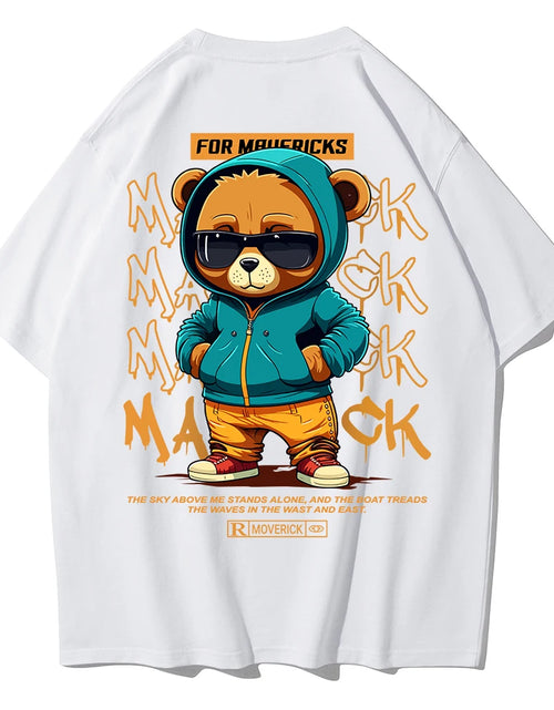 Load image into Gallery viewer, Cotton Fashion Bear Pattern Printed Men'S T Shirt round Neck Loose Tops Breathable Comfortable Casual Oversized Women Clothing
