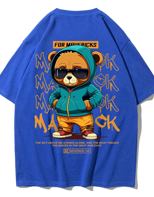 Load image into Gallery viewer, Cotton Fashion Bear Pattern Printed Men'S T Shirt round Neck Loose Tops Breathable Comfortable Casual Oversized Women Clothing
