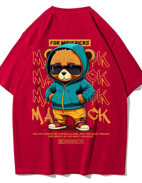 Load image into Gallery viewer, Cotton Fashion Bear Pattern Printed Men'S T Shirt round Neck Loose Tops Breathable Comfortable Casual Oversized Women Clothing
