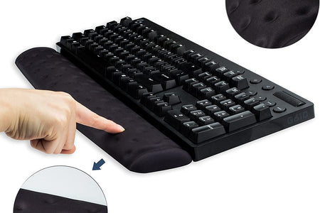 Memory Foam Mouse & Keyboard Wrist Rest Support Pad Cushion Set for Computer, Laptop, Office Work, PC Gaming - Massage Holes Design - Easy Typing Wrist Pain Relief (Black)