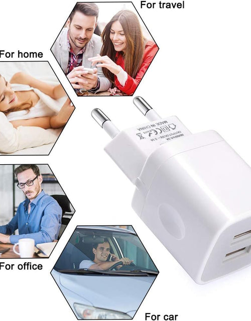 Load image into Gallery viewer, European Wall Charger,  2-Pack USB 2.1AMP Universal Europe Charger Block Dual Port Plug Compatible for Iphone 15 14 13 12 11 Pro Max XS XR X SE 8 7 6 Plus, Samsung S23 S22 A14, Note 20,Lg,Moto
