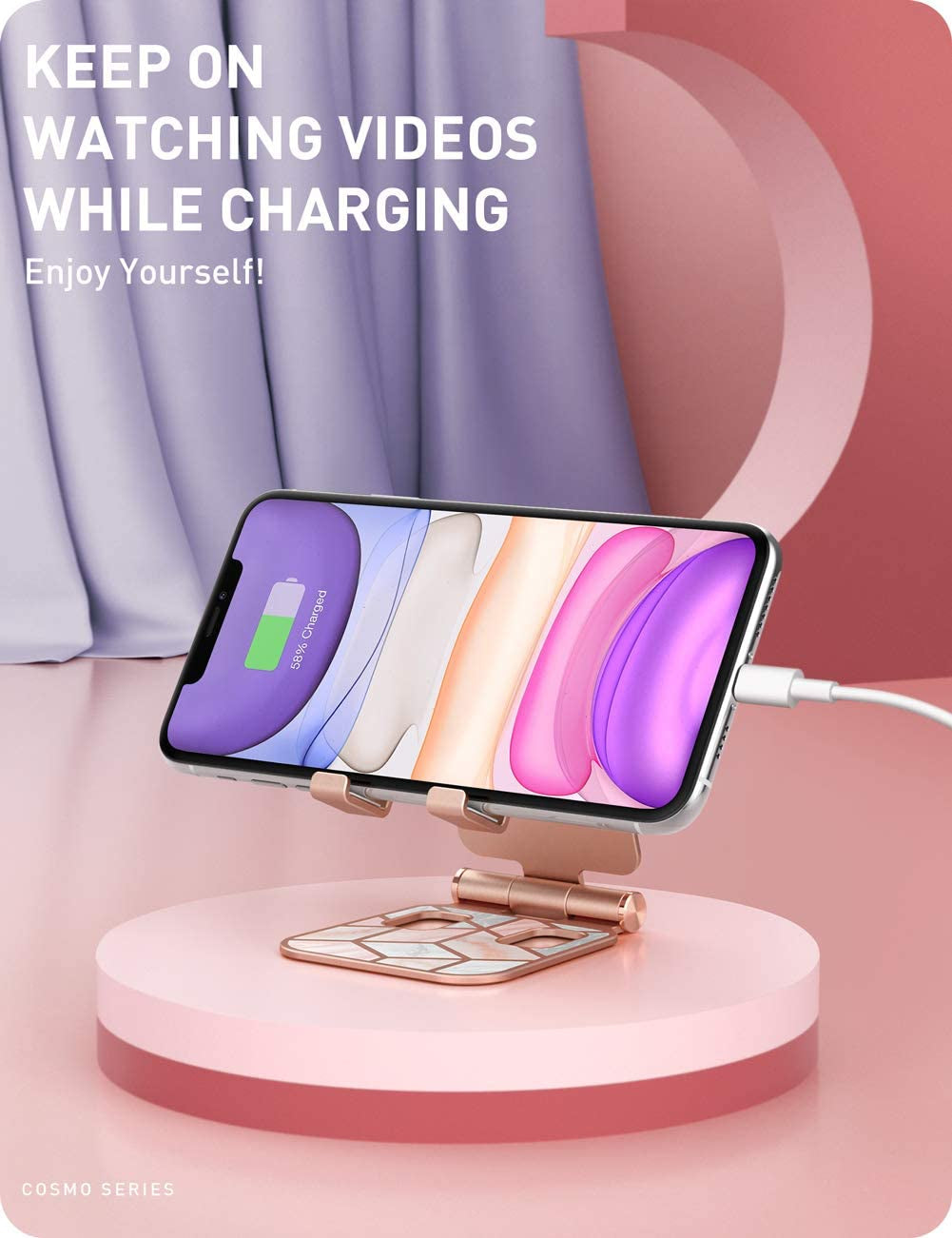 Cell Phone Stand, Foldable Adjustable Phone Mount Holder, Compatible with Iphone 14/Iphone 13/Iphone 12/Iphone 11/Galaxy S22/S21/Pixel 6, Android Smartphones, All Smart Phone (Marble)
