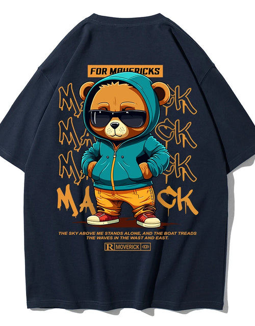 Load image into Gallery viewer, Cotton Fashion Bear Pattern Printed Men'S T Shirt round Neck Loose Tops Breathable Comfortable Casual Oversized Women Clothing
