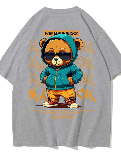 Load image into Gallery viewer, Cotton Fashion Bear Pattern Printed Men'S T Shirt round Neck Loose Tops Breathable Comfortable Casual Oversized Women Clothing
