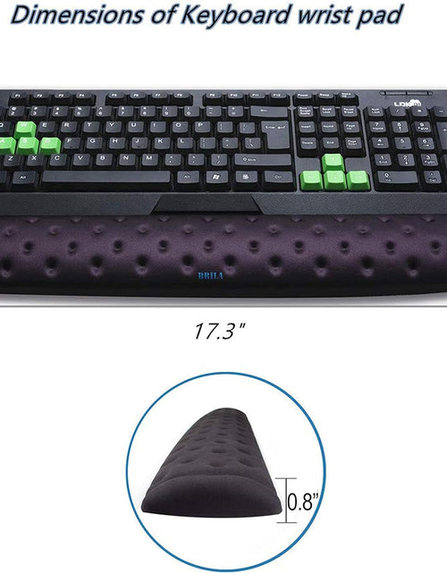 Load image into Gallery viewer, Memory Foam Mouse &amp; Keyboard Wrist Rest Support Pad Cushion Set for Computer, Laptop, Office Work, PC Gaming - Massage Holes Design - Easy Typing Wrist Pain Relief (Black)
