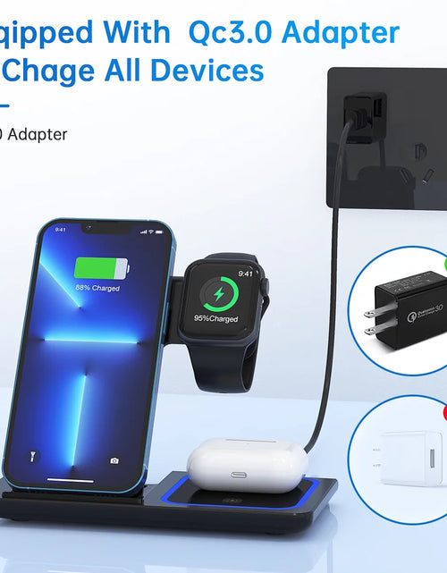 Load image into Gallery viewer, Wireless Charger, 18W Fast Iphone Charging Station Compatible for Iphone 17/16/15/14/13/12/11/Pro Max/Plus, 3 in 1 Wireless Charger Stand for Iwatch SE 11/10/9/8/7/6/5/4, Airpods Pro 2/3/4

