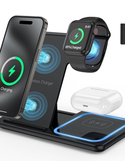 Load image into Gallery viewer, Wireless Charger, 18W Fast Iphone Charging Station Compatible for Iphone 17/16/15/14/13/12/11/Pro Max/Plus, 3 in 1 Wireless Charger Stand for Iwatch SE 11/10/9/8/7/6/5/4, Airpods Pro 2/3/4
