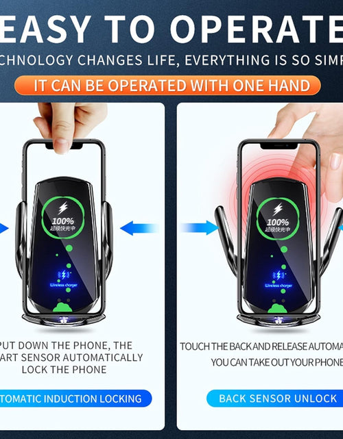 Load image into Gallery viewer, Wireless Car Charger Automotive Electric Induction 15W Wireless Charger Car Vent Mount Bracket Fast Charging Auto-Clamping Car Phone Holder Mount Air Vent Phone Holder Black…
