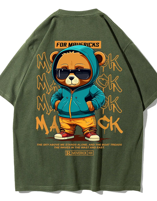 Load image into Gallery viewer, Cotton Fashion Bear Pattern Printed Men'S T Shirt round Neck Loose Tops Breathable Comfortable Casual Oversized Women Clothing
