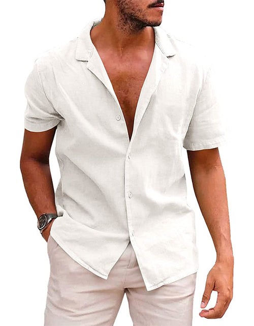 Load image into Gallery viewer, Men'S Tops Casual Button down Shirt Short Sleeve Beach Shirt Summer Mens Clothing

