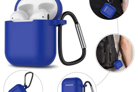 Airpods 1 & 2 Silicone Case, Airpods Case with Keychain,  Shockproof Protective Premium Silicone Cover Skin for Apple Airpods 1St & 2Nd -Blue