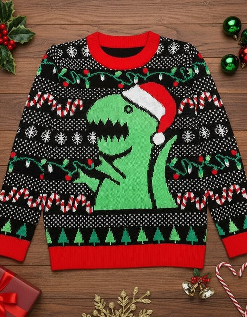Load image into Gallery viewer, Big Trex Santa Ugly Christmas Sweater for Toddler Boys 2Y - 6Y Funny Xmas Outfit
