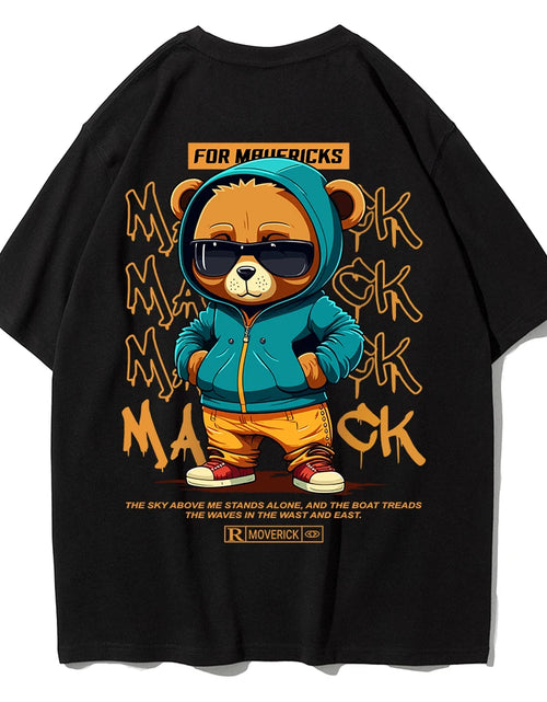 Load image into Gallery viewer, Cotton Fashion Bear Pattern Printed Men'S T Shirt round Neck Loose Tops Breathable Comfortable Casual Oversized Women Clothing
