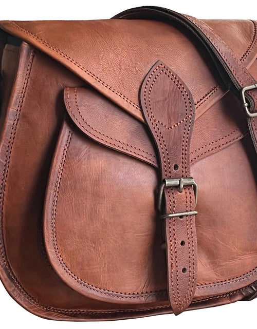 Load image into Gallery viewer, Women Leather Handbag 11" Fashion Crossbody Sling Bag Ladies Purse Travel Tote Satchel Hobo Shoulder Messenger Bag Vintage Gift by
