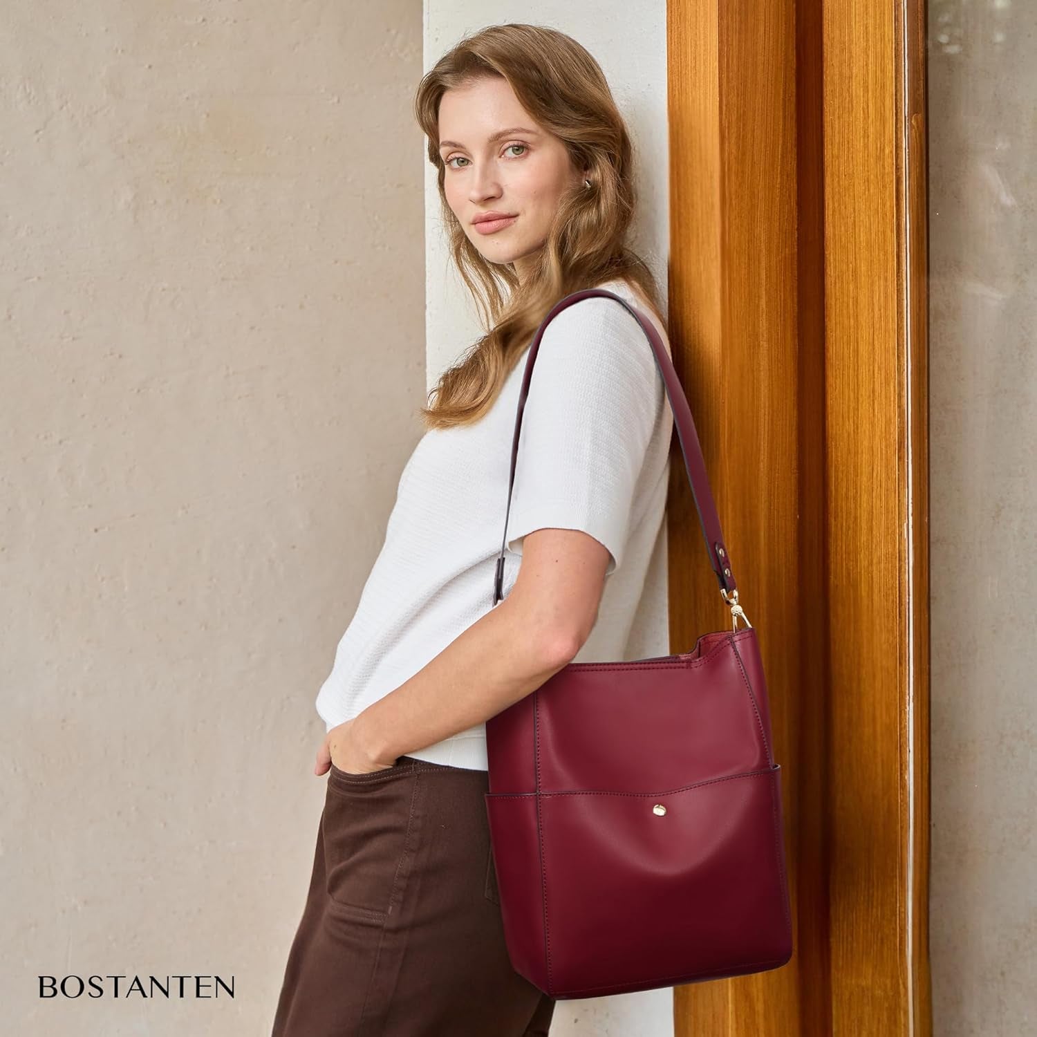 Valentines Day  Women'S Leather Designer Handbags Tote Purses Shoulder Bucket Bags